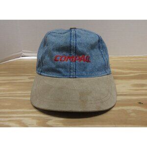VINTAGE Compaq Hat Cap Strap Back Computer Tech Promo Luna Pier Denim *